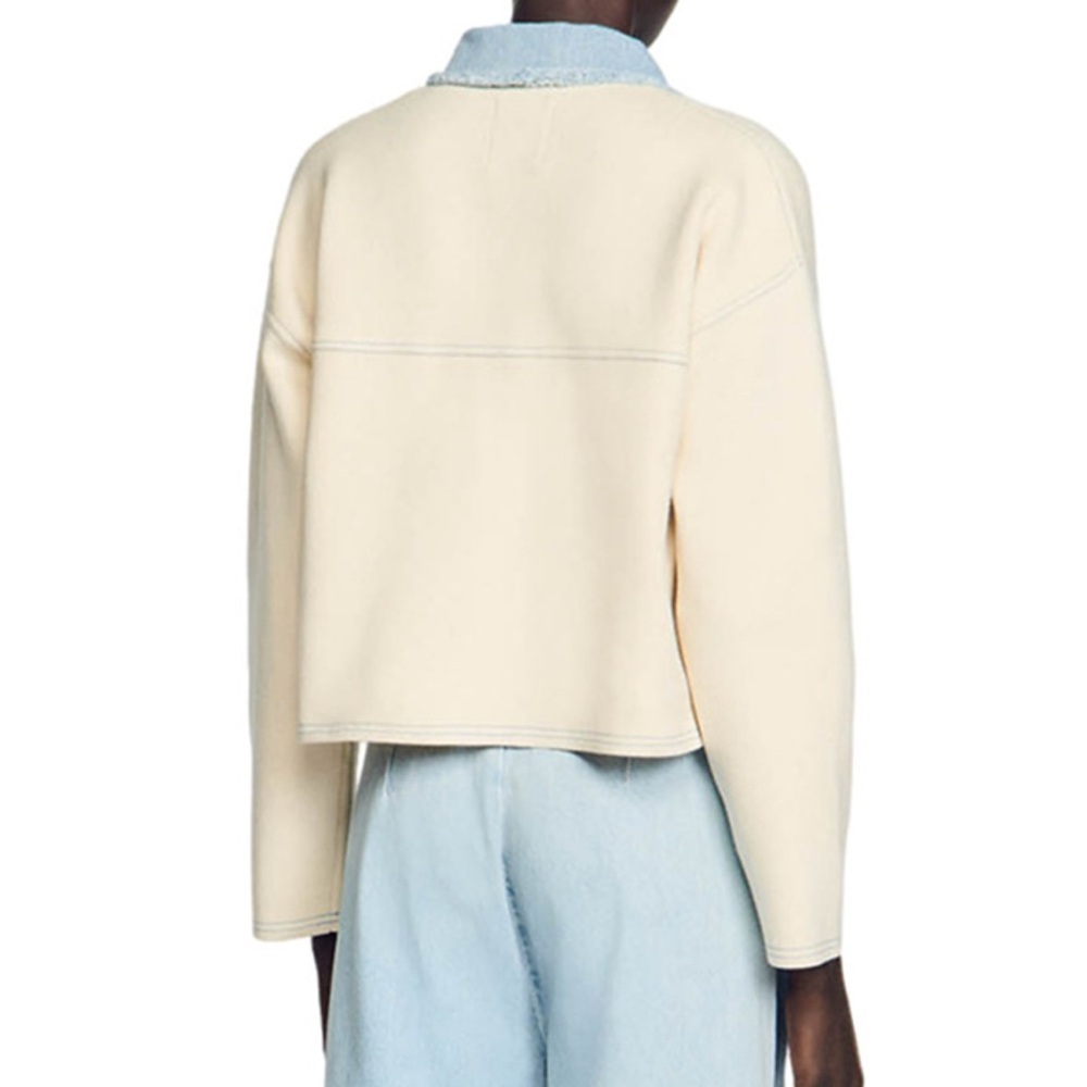 NWT Sandro Dolly Cropped Coatigan Sweater - Picture 3 of 7